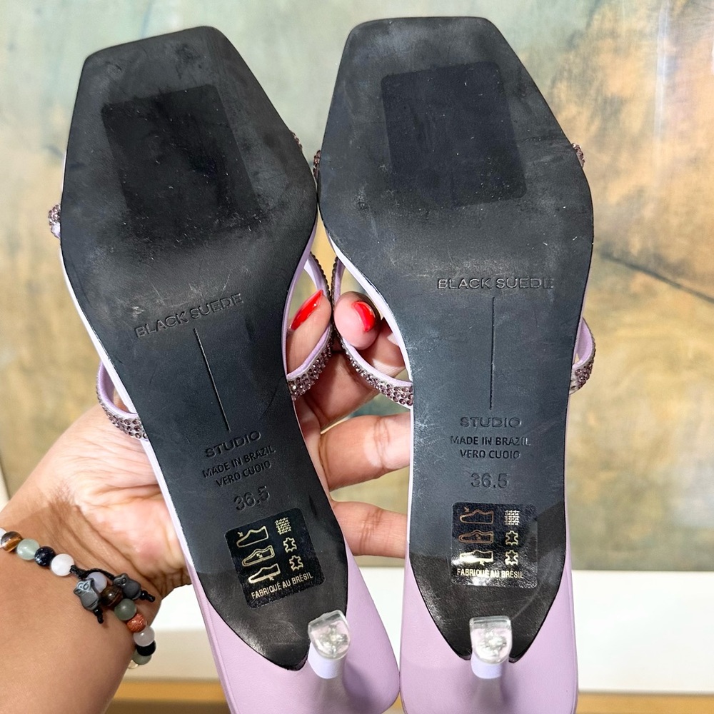 🌸BLACK SUEDE STUDIO🌸 Ari Lavender Crystals Sandals Size: 36.5 - Picture 10 of 10